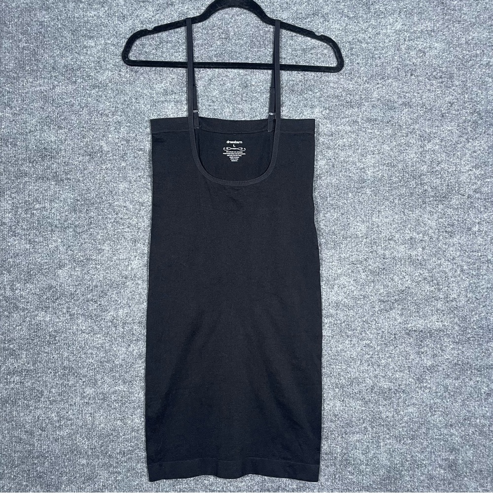 Dressbarn Womens Large Black Scoop Neck Adjustable Straps Shapewear Slip‎ Dress